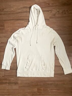 Sean John Waffle Knit Thermal Hoodie Mens Size XL Cream Pullover Y2K Rap
